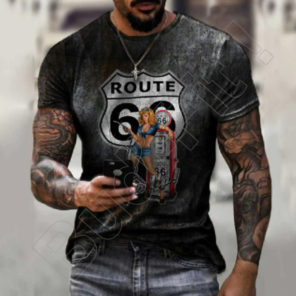Pánske fitness tričko RANGER™,  motív ROUTE66 - čierna